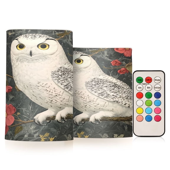Wobogo Snowy Owl Combo Flameless Flickering Candle Light with Remote Control and Timer for Romantic Atmosphere