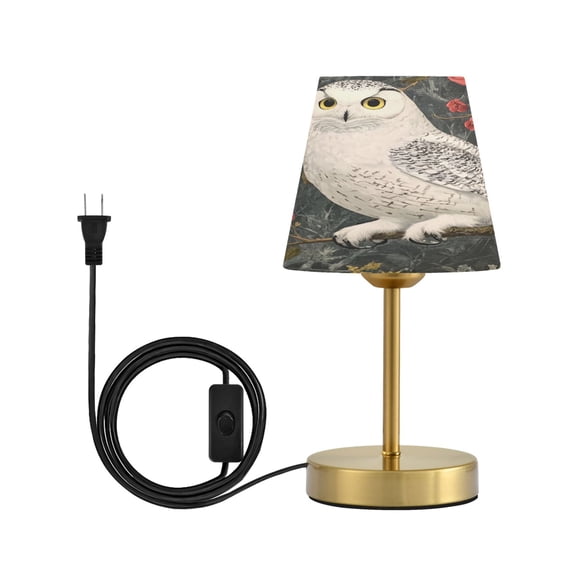 Wobogo Snowy Owl Table Lamps Three-channel Adjustable Lighted Antique Brass Metal Base Simple Modern Style for Bedroom Nightstands Living Room and Office