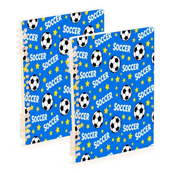 Wobogo Soccer Stars Notebook College Horizontal Grid Paper Ink Spill Resistant Water Resistant Cover 8.3x5.7x0.4in