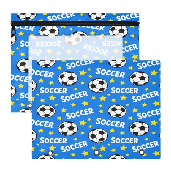 Wobogo Soccer Stars Zipper Document Bag Set 2 Pack Waterproof File Folder Pouch for School & Office, 12.29.45in