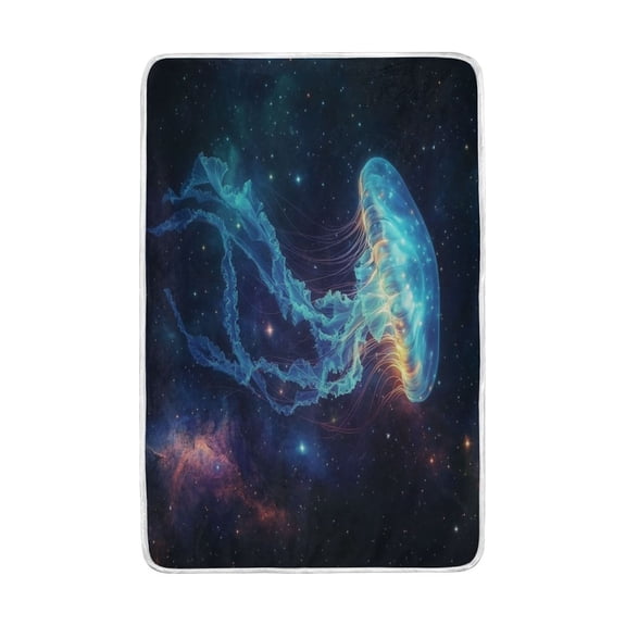 Wobogo Space Jellyfish Flannel Fleece Bed Blanket as Bedspread Coverlet Sofa Blankets (90x60in) Soft Lightweight Warm and Cozy