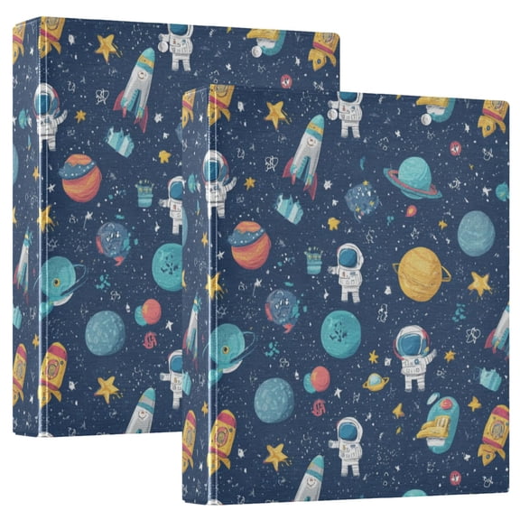 Wobogo Space Themed File Folders Extra Large Capacity to Hold 200 Sheets of Documents Hard Shell Ring Binder for School Home Office