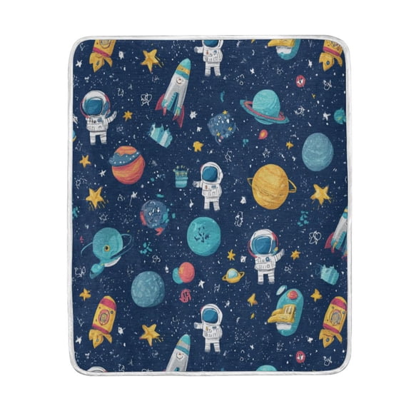Wobogo Space Themed Flannel Fleece Bed Blanket as Bedspread Coverlet Sofa blankets (80x60in) Soft Lightweight Warm and Cozy