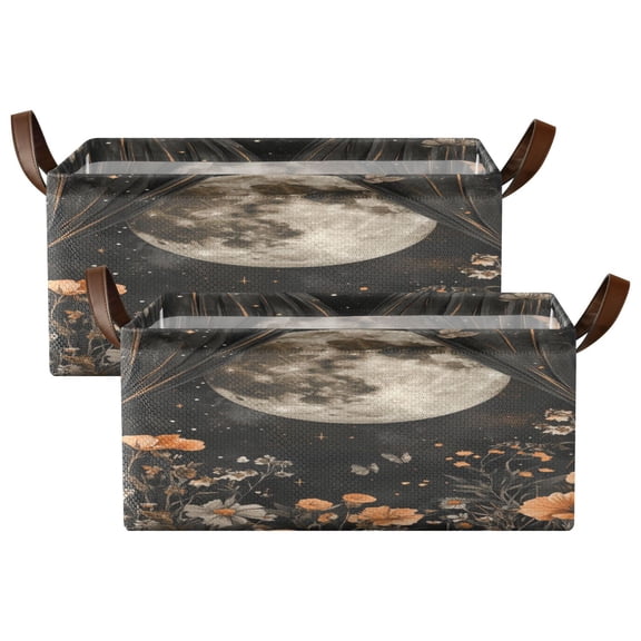 Wobogo Spiritual Night Storage Basket Soccer Plaid Fabric Oversized Collapsible Hoard Box with Metal Iron Frame Two Piece Set 16.9×11.4×7.7in