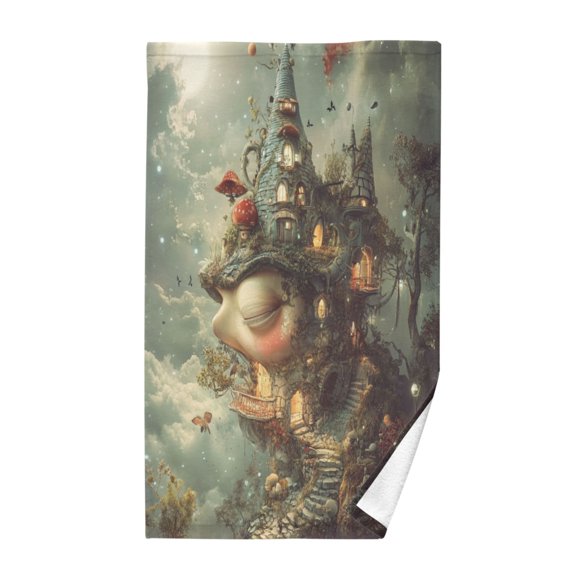 Wobogo Spooky Castle Face Towel Soft Breathable Cotton Towel Set for Bathroom Kitchen Hotel Spa Gift Decor