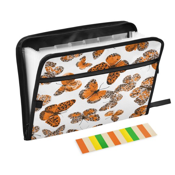 Wobogo Spotted Butterfly Expanding File Folder Letter Size Accordion Filing Organizer 13 Pocket Separate Organ Pocket