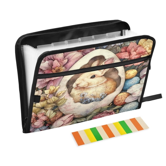 Wobogo Spring Easter Bunny Expanding File Folder Letter Size Accordion Filing Organizer 13 Pocket Separate Organ Pocket