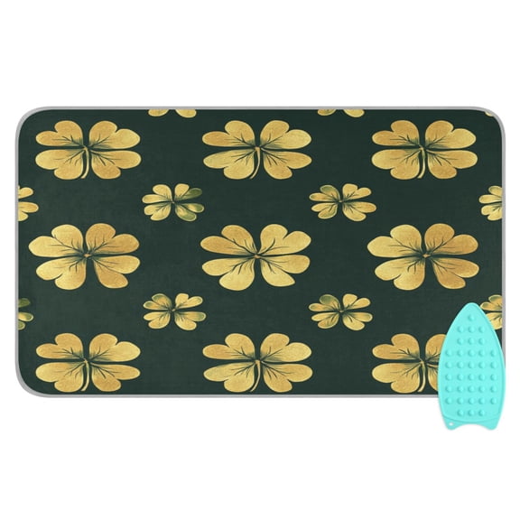 Wobogo St Patricks Pattern Of Golden Shamrocks Ironing Mat Blanket Quilted Washer Dryer Heat Resistant Pad Foldable for Easy Storage