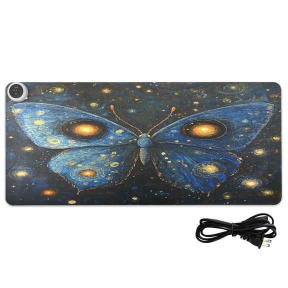 Wobogo Star Blue Butterfly Heated Mouse Pad With 3 Heating Levels and 3-hour Auto Shut-Off Protection Ideal for Computer Keyboards Home Office Hand-warming Essential