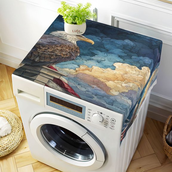 Wobogo Star Cloud Freedom Eagle Washing Machine Cover Dustproof Washer Dryer Cover Waterproof Laundry Room Decorative Protector