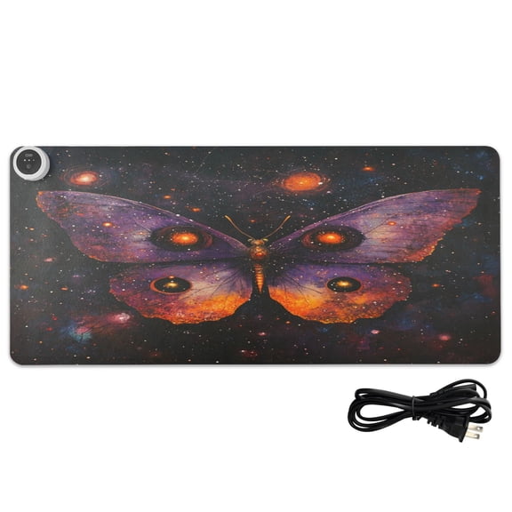 Wobogo Star Purple Butterfly Heated Mouse Pad With 3 Heating Levels and 3-hour Auto Shut-Off Protection Ideal for Computer Keyboards Home Office Hand-warming Essential