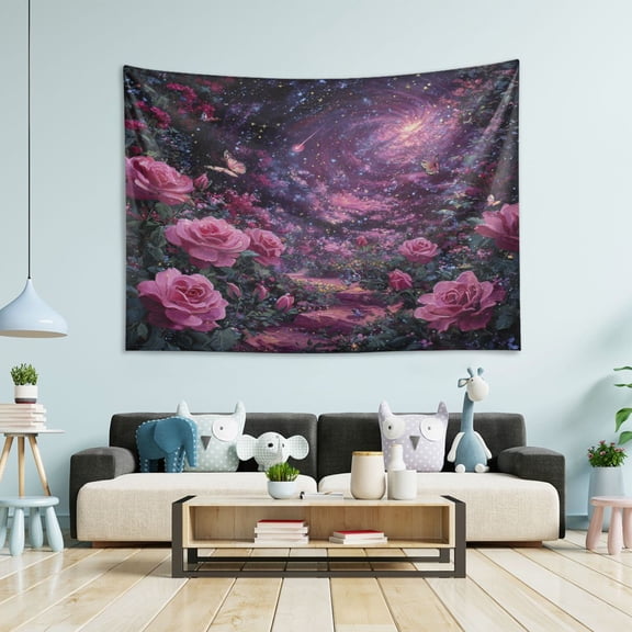 Wobogo Star River Rose Tapestry 60×51in Home Living Room Bedroom Wall Hanging Ornaments