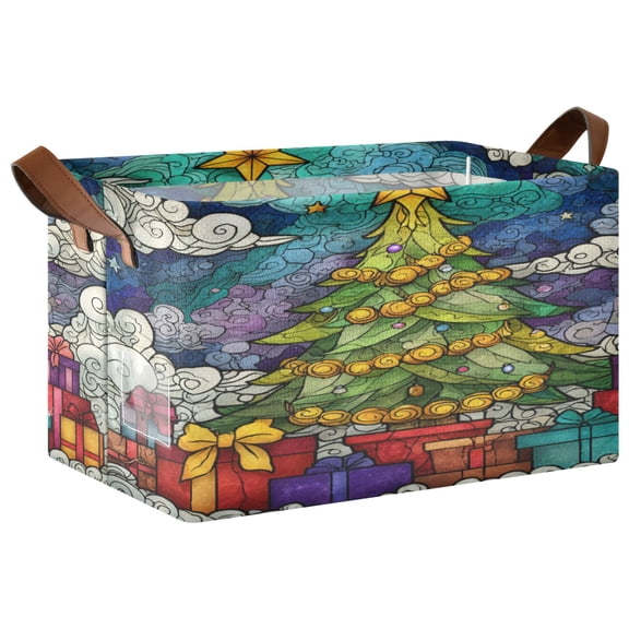 Wobogo Star Wish Christmas Tree Storage Basket 16.9×11.4×10in Collapsible Oversized with Metal Iron Frame
