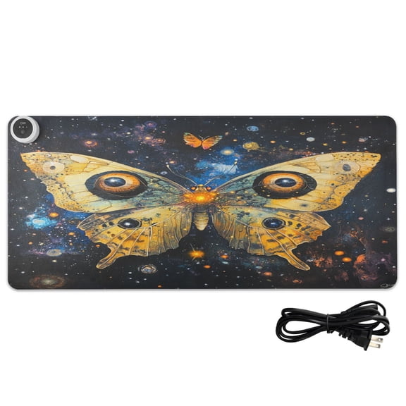 Wobogo Star Yellow Butterfly Heated Mouse Pad With 3 Heating Levels and 3-hour Auto Shut-Off Protection Ideal for Computer Keyboards Home Office Hand-warming Essential