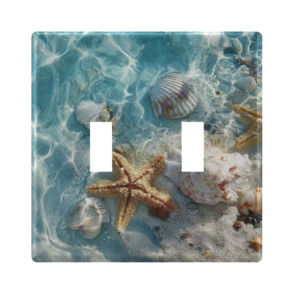 Wobogo Starfish Seashell on Beach 2-hole Switch Plates PC Flame Retardant Plastic Material Glossy Finish Smooth Touch 4.56x4.48x0.27in