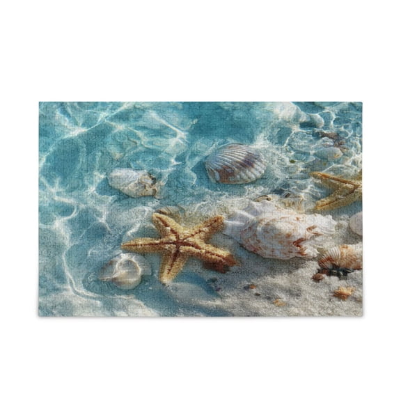 Wobogo Starfish Seashell on Beach Puzzle Challenge 500 Piece Jigsaw with Reference Poster for Game Night Finished Size 20.5 x 14.9in
