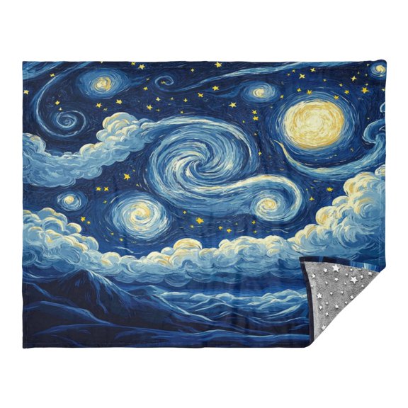 Wobogo Starry Night Flannel Blanket Fluorescent Effect in The Dark Four Seasons of Comfortable and Soft Skin Friendly Sheet 70×55in
