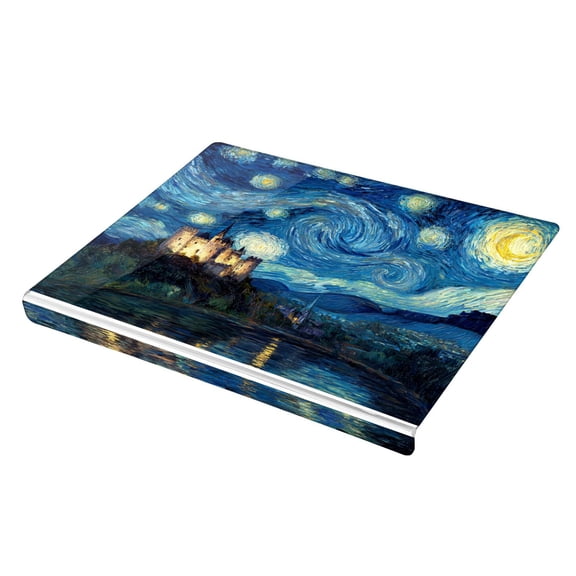 Wobogo Starry Night Style Castle Acrylic Cutting Board with Counter Lip 16.5"x13.4 Perfect for Bread Meat Veggies & More Great Kitchen Essential Gadgets & Decor