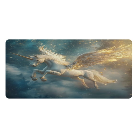 Wobogo Starry Sky Pegasus Gaming Mouse Pad Non-slip Leather Desk Mat Water Resist Keyboard Pad for Gamer Office 16.5×35.4in