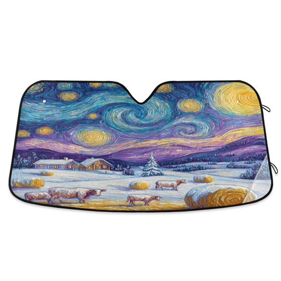 Wobogo Starry Sky Ranch Car Windshield Sunshades Autopilot Lightweight Accordion Sun Visor 55×27.6in