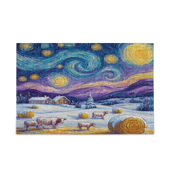 Wobogo Starry Sky Ranch Puzzle Challenge 500 Piece Jigsaw with Reference Poster for Game Night Finished Size 20.5 x 14.9in