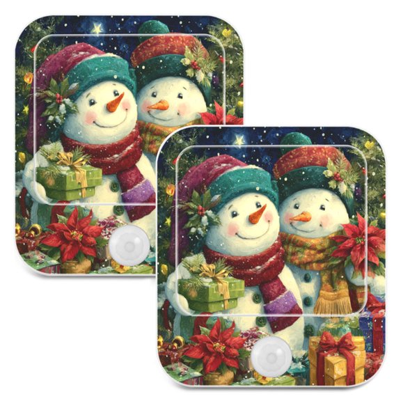 Wobogo Starry Sky Snowman Night Light Lamp Set of 2 with Smart Sensor Dusk to Dawn Sensor 0.6W Plug-in