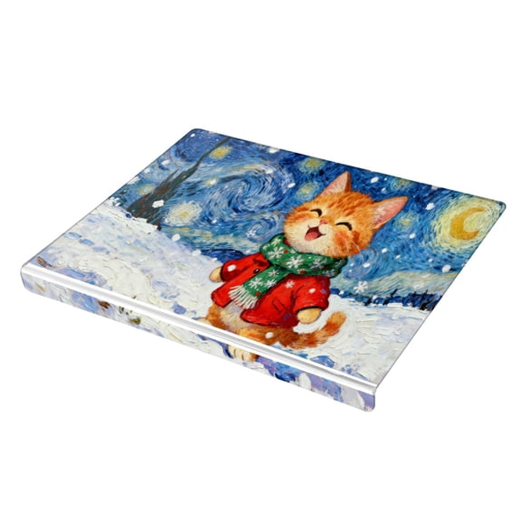 Wobogo Starry Snow Cat Acrylic Cutting Board with Counter Lip 16.5"x13.4 Perfect for Bread Meat Veggies & More Great Kitchen Essential Gadgets & Decor
