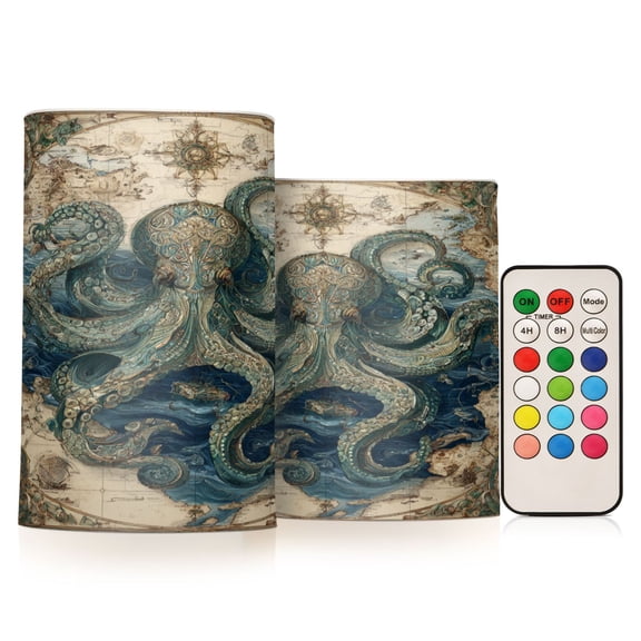 Wobogo Steam Octopus Combo Flameless Flickering Candle Light with Remote Control and Timer for Romantic Atmosphere