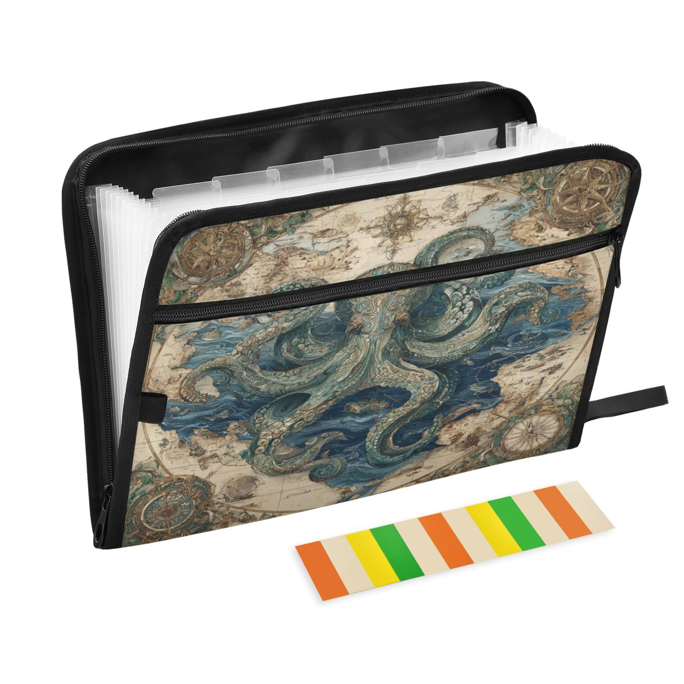 Wobogo Steam Octopus Expanding File Folder Letter Size Accordion Filing Organizer 13 Pocket Separate Organ Pocket