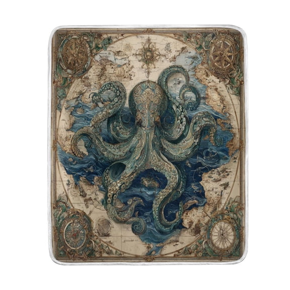 Wobogo Steam Octopus Flannel Fleece Bed Blanket as Bedspread Coverlet Sofa blankets (80x60in) Soft Lightweight Warm and Cozy