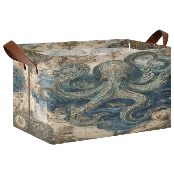 Wobogo Steam Octopus Storage Basket 16.9×11.4×10in Collapsible Oversized with Metal Iron Frame