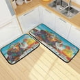 thumbnail image 1 of Wobogo Summer Dachshund Kitchen Carpet Set of 2 Absorbent and Stain Resistant Non-slip Star Rubber Backing, 1 of 7