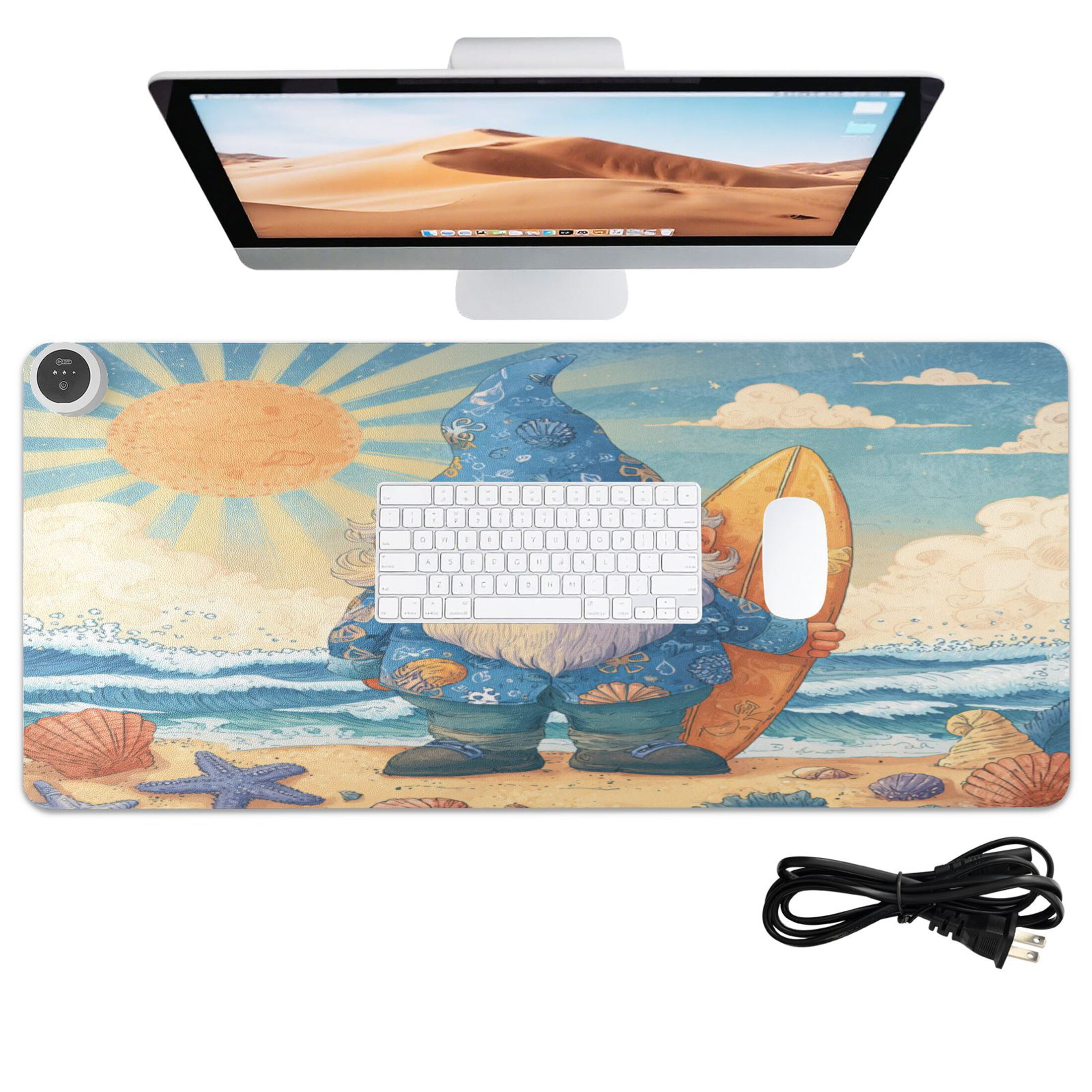 Wobogo Summer Dwarf Heated Mouse Pad Extra-Large Desk Mat With 3 Heating Levels and 3-hour Auto Shut-Off Protection Ideal for Computer Keyboards Home Office Hand-warming Essential 31.5in × 13in