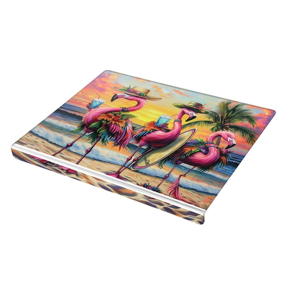 Wobogo Summer Flamingo Acrylic Cutting Board with Counter Lip 16.5"x13.4 Perfect for Bread Meat Veggies & More Great Kitchen Essential Gadgets & Decor