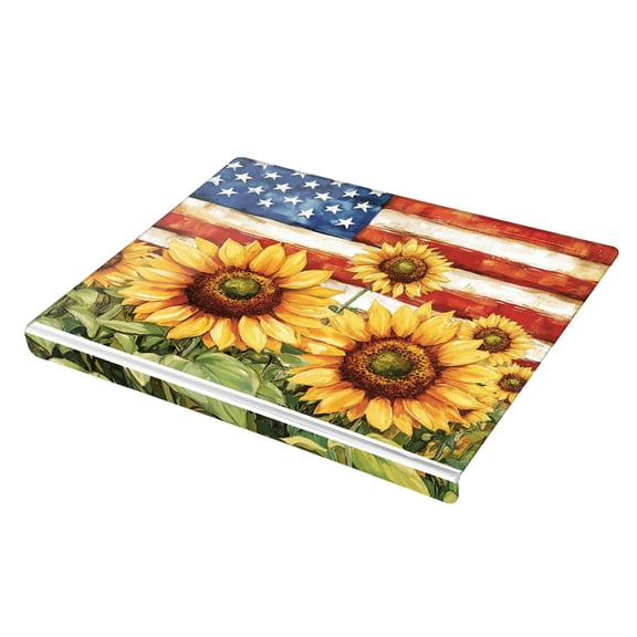 Wobogo Sunflower American Flag Acrylic Cutting Board with Counter Lip 16.5"x13.4 Perfect for Bread Meat Veggies & More Great Kitchen Essential Gadgets & Decor