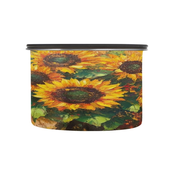 Wobogo Sunflower Bouquet Food Storage Jars 304 Food Grade Stainless Steel Canisters With Vacuum Airtight Lids for Coffee Snacks Nuts Cereal 500ML
