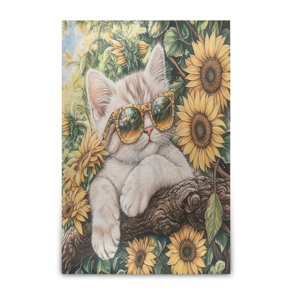 Wobogo Sunflower Cute Kitten Soft Cozy Fluffy Double Sided Blankets for Couch Sofa Chair Bed Camping Picnic Travel Lightweight Bed 6090inch