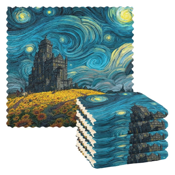 Wobogo Sunflower Field Kitchen Towels 6pcs Ultra Soft Highly Absorbent Quick Drying Dish Cloths 1111inch