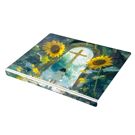 Wobogo Sunflower Gate Acrylic Cutting Board with Counter Lip 16.5"x13.4 Perfect for Bread Meat Veggies & More Great Kitchen Essential Gadgets & Decor
