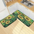 thumbnail image 1 of Wobogo Sunflower Green Background Kitchen Carpet Set of 2 Absorbent and Stain Resistant Non-slip Star Rubber Backing, 1 of 7