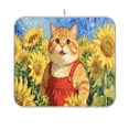 thumbnail image 1 of Wobogo Sunflower Smiling Cat Kitchen Drying Mat Heat Resistant Drainage with Non-Slip Rubber Backing Hides Stains Super Absorbent Easy to Clean 16×18in, 1 of 8