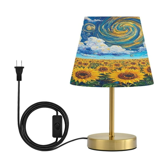 Wobogo Sunflower with Swirling Clouds Table Lamps Three-channel Adjustable Lighted Antique Brass Metal Base Simple Modern Style for Bedroom Nightstands Living Room and Office