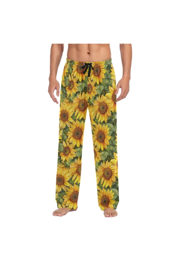 Wobogo Sunflowers Pattern Pajama Pants For Men Men's Separate Bottoms Lounge Pants