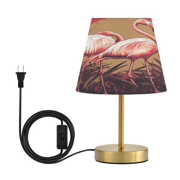 Wobogo Sunset Flamingo Pattern Table Lamps Three-channel Adjustable Lighted Antique Brass Metal Base Simple Modern Style for Bedroom Nightstands Living Room and Office