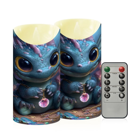 Wobogo Super Cute Dragon Flameless Candles with Remote Battery Operated Flickering LED Candles with Timer 2/4/6/8H Medium Size