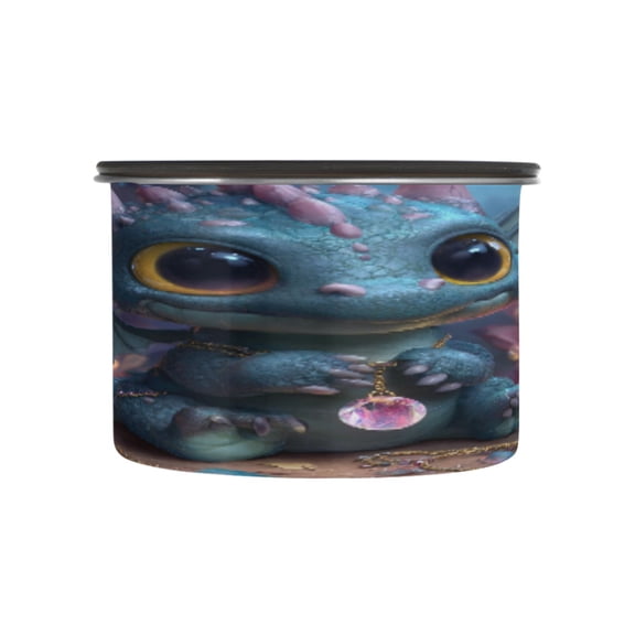 Wobogo Super Cute Dragon Food Storage Jars 304 Food Grade Stainless Steel Canisters With Vacuum Airtight Lids for Coffee Snacks Nuts Cereal 500ML