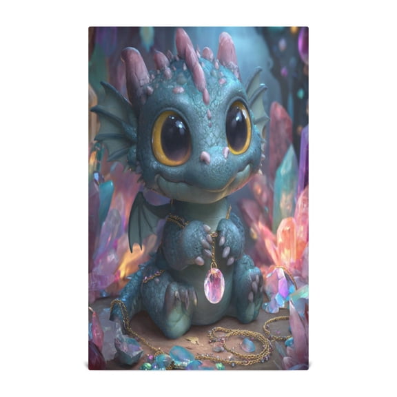 Wobogo Super Cute Dragon Kitchen Towel 1 Piece Large Cotton Dishcloth Premium Absorbency Set with Hanging Loop