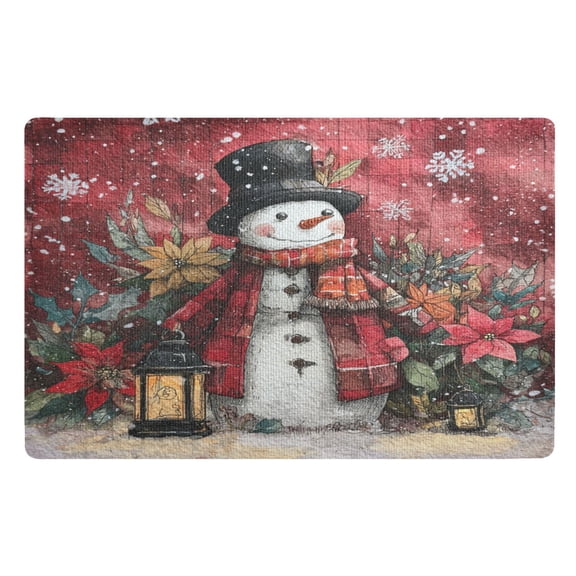 Wobogo Super Cute Snowman Highly Absorbent Polyester Doormat Anti-slip Anti-fouling Indoor Outdoor Entrance Welcome Mat 3220in