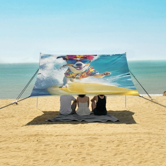 Wobogo Surfing Puppy Beach Tent Camping Sun Shelter 110 x 125in UPF50+ Outdoor Shade for Trips Fishing Picnics