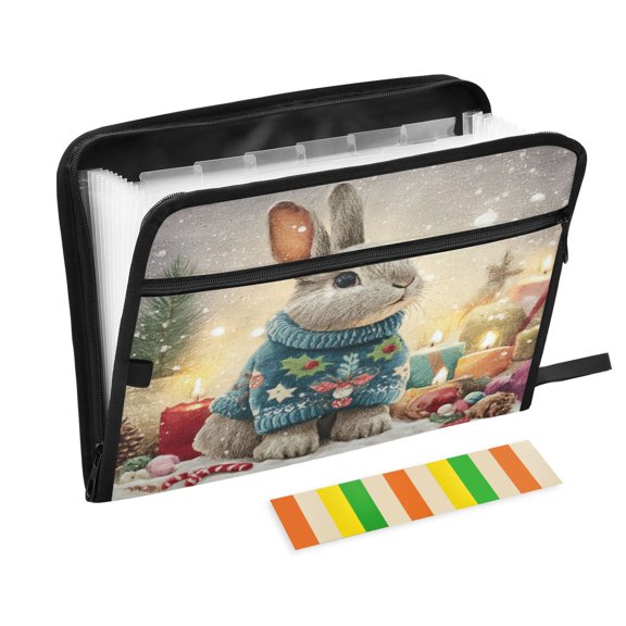 Wobogo Sweater Rabbit Expanding File Folder Letter Size Accordion Filing Organizer 13 Pocket Separate Organ Pocket